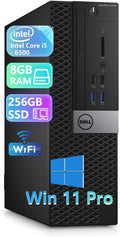 Dell OptiPlex 5040 SFF PC Desktop Computer, Windows 11 Pro, Core i5-6500, 8GB RAM, 256GB SSD, Keyboard, Mouse, USB WiFi (Renewed)