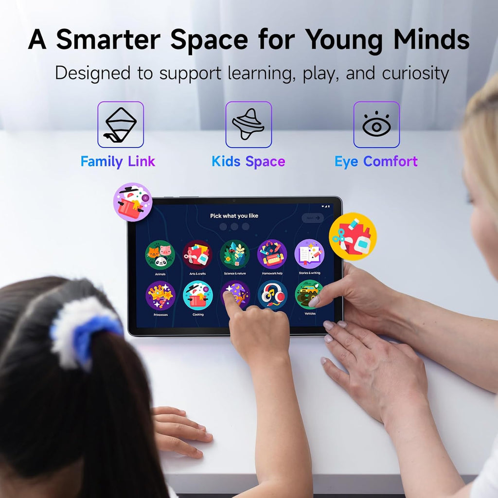 TCL TAB 10 Gen 4 Android Tablet, 10.1” FHD IPS Display, Octa-Core CPU, 12GB RAM (4GB+8GB), 128GB Storage, 6000mAh Battery, Android 15, Wi-Fi, Metal Body, Tablet for Students, Young Adults & Families