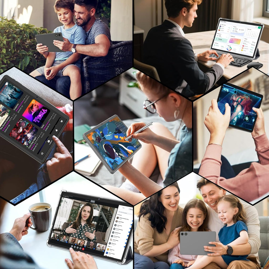 Suicoey 2026 Tablet with Keyboard, 26GB + 256GB (2TB Expand), 10 inch Android 15 Tablets with Octa Core, Gemini AI, 5G WiFi, 8000mAh, BT 5.0, 2 in 1 AI Tablet with Case, Mouse, Stylus (Black Case)