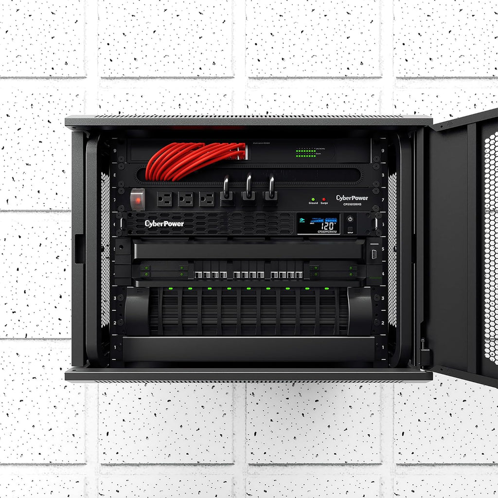 CyberPower CP500PFCRM1U PFC Sinewave UPS Battery Backup and Surge Protector, 500VA/300W, 6 Outlets, AVR, 1U Rackmount, UL Certified