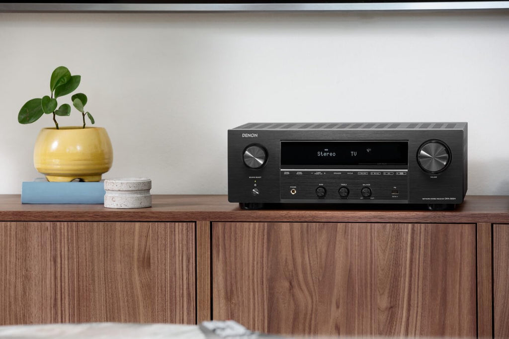 Denon Receiver DRA-900H - 2-Channel Stereo Receivers for Home - 100W/Ch. Hi-Fi Amplification, Built-in HEOS, HDCP 2.3 Processing with ARC/eARC Support, Dolby Vision, HLG, Dynamic HDR