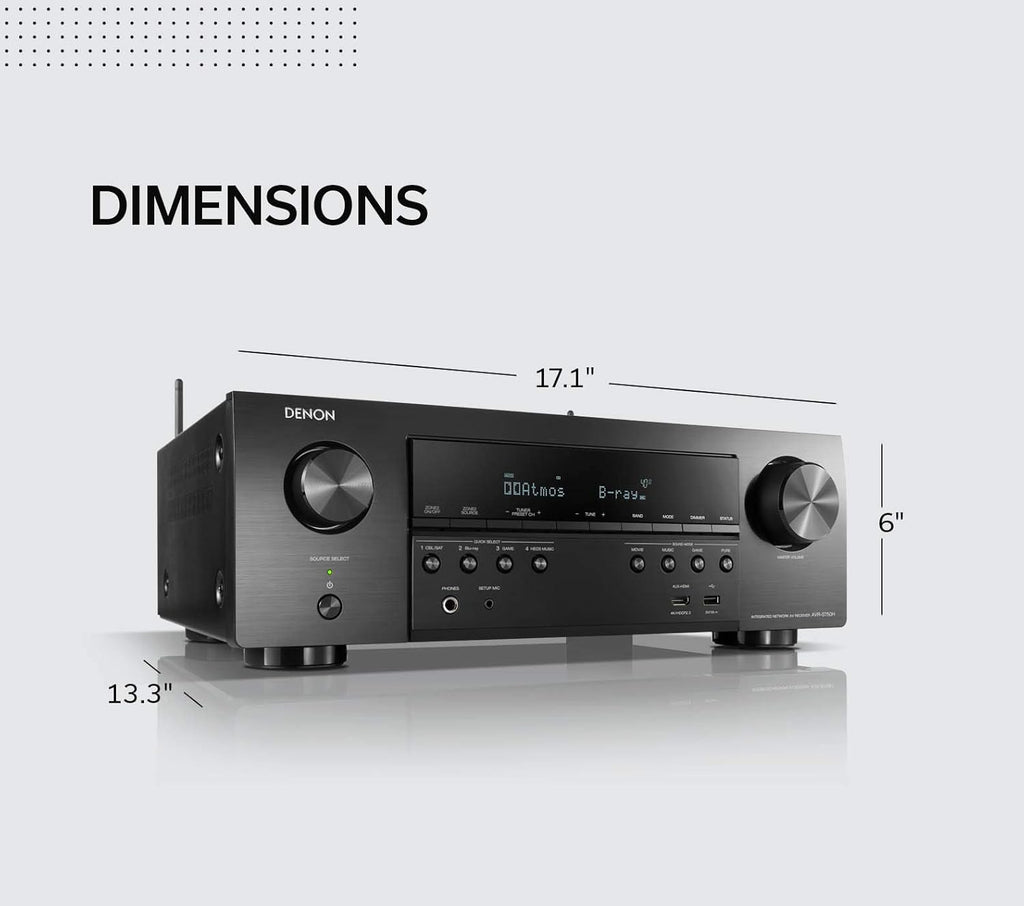 Denon AVR-S750H Receiver, 7.2 Channel (165W x 7) - 4K Ultra HD Home Theater (2019) | Music Streaming | New - eARC, 3D Dolby Surround Sound (Atmos, DTS/Virtual Height Elevation) | Alexa + HEOS