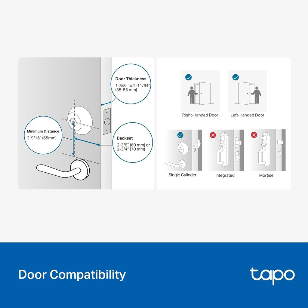 Tapo Smart Wi-Fi Door Lock, Deadbolt | Keyless Entry, Fingerprint Recognition, Touchscreen Keypad & in-App Monitoring with Scheduled Access|1-Year Rechargeable Battery | BHMA Grade 2 | DL110