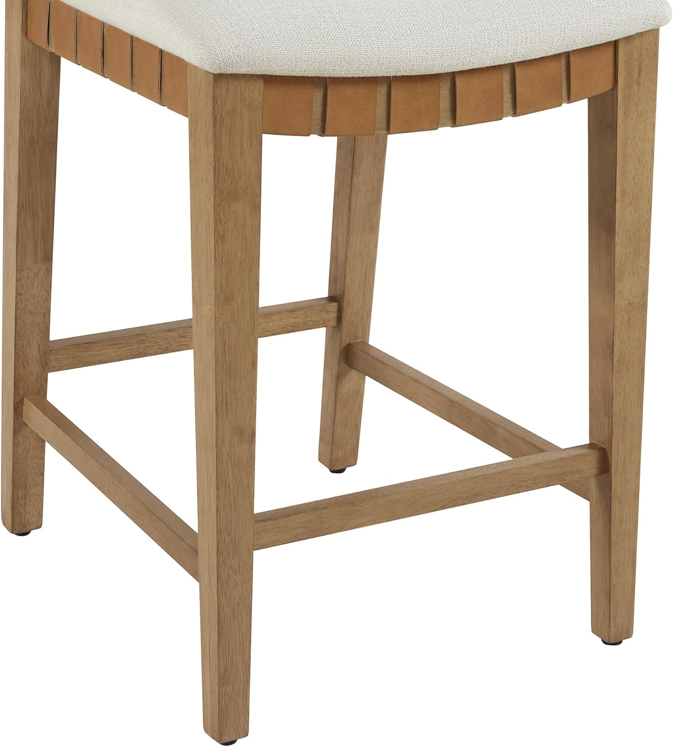 CHITA Woven Bar Stools Set of 3, 26" Counter Height Bar Stools with Backrest, Handwoven Counter Stools with Wood Frame for Kitchen Island & Home Bar, Saddle Brown