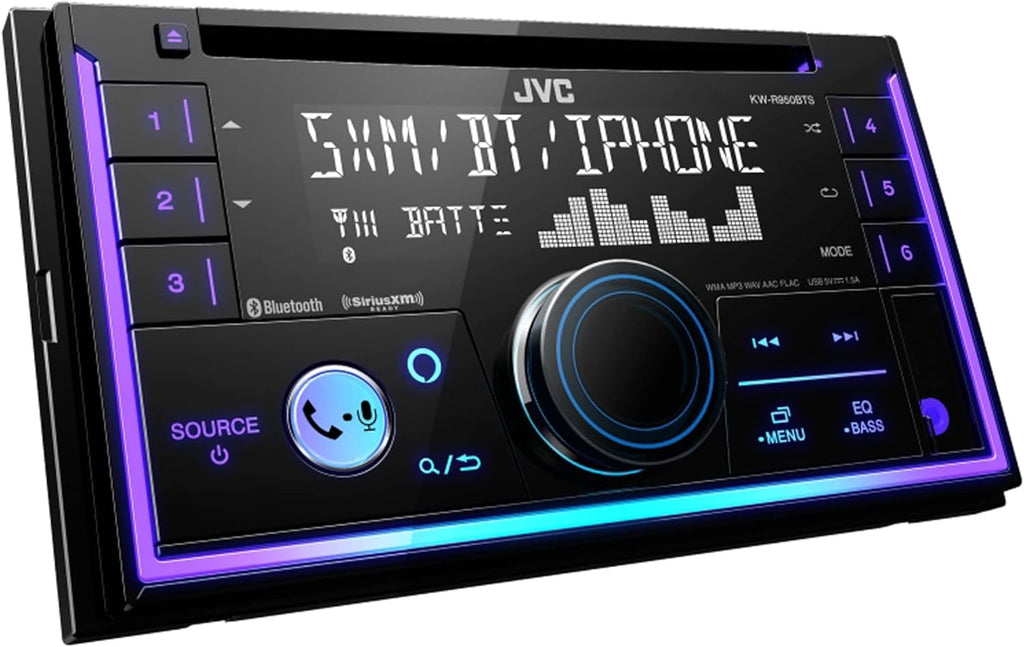 JVC KW-R950BTS 2-DIN CD Receiver BT/USB/Sirius XM/Amazon Alexa/13-Band EQ/Variable-Color Illumination with SXV300v1 Satellite Radio Tuner
