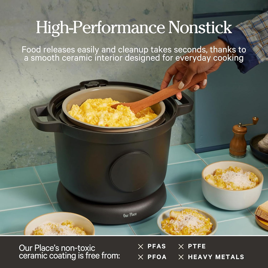 Our Place Dream Cooker | 6 Qt Ceramic Nonstick Multicooker & Pressure Cooker with Touchscreen Controls & Auto Steam Release | 4 Modes: Pressure Cook, Sauté/Sear, Slow Cook & Warm | Char