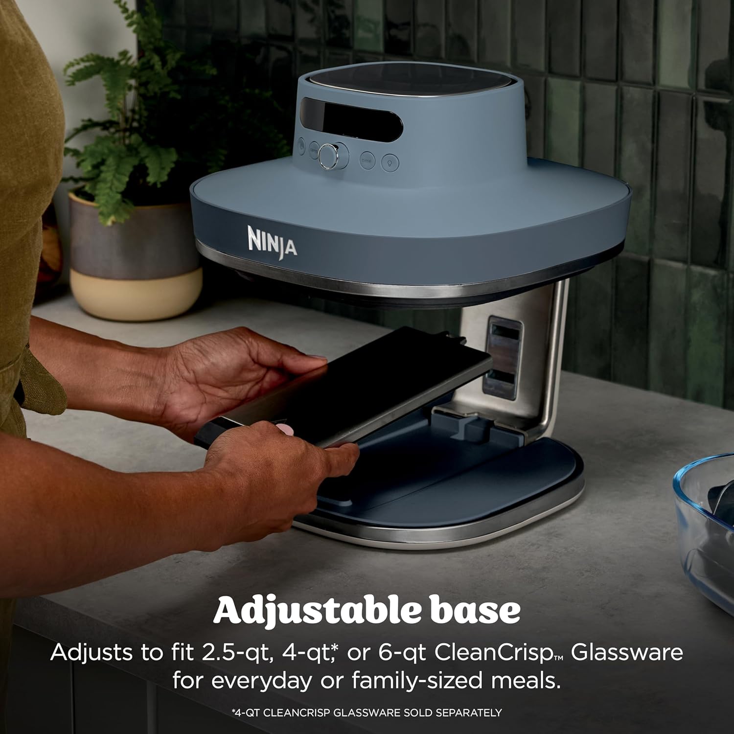 Ninja Crispi Pro 6-in-1 Glass Air Fryer | With Nontoxic, 6qt & 2.5qt Containers & Lids | Microwave, Freezer, Dishwasher Safe | 450°F Max Temp | 1800 Watt | Cyberspace | AS101CY