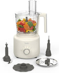 Martha Stewart Food Processor, 10-Cup Electric Chopper for Slicing, Shredding, Mincing and Puree, BPA-Free Twist & Lock Bowl, 3 Multipurpose Blades, Variable Speed Dial, Wide Feed Chute, Linen White