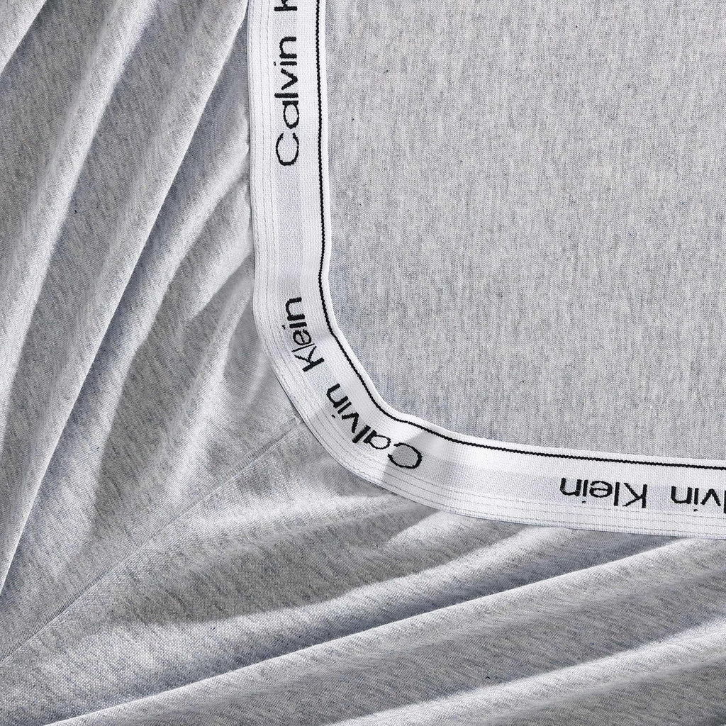Calvin Klein - Queen Size Sheets Set, Naturally Soft Cotton-Blend Melange Jersey Bedding - Bed Sheets with Matching Pillowcases & Fitted Sheet (Modern Cotton Grey/Blue)