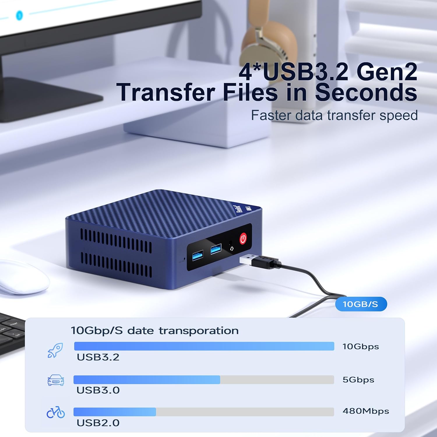 Beelink Mini PC,Mini S12 N95 Intel Alder Lake-N95 (up to 3.4GHz),12GB LPDDR5 512GB SATA3 SSD Mini Desktop Computer, Support 4K@60Hz Dual HDMI Display, 2.5G LAN/USB3.2/Low-Power Home/Office Micro PC