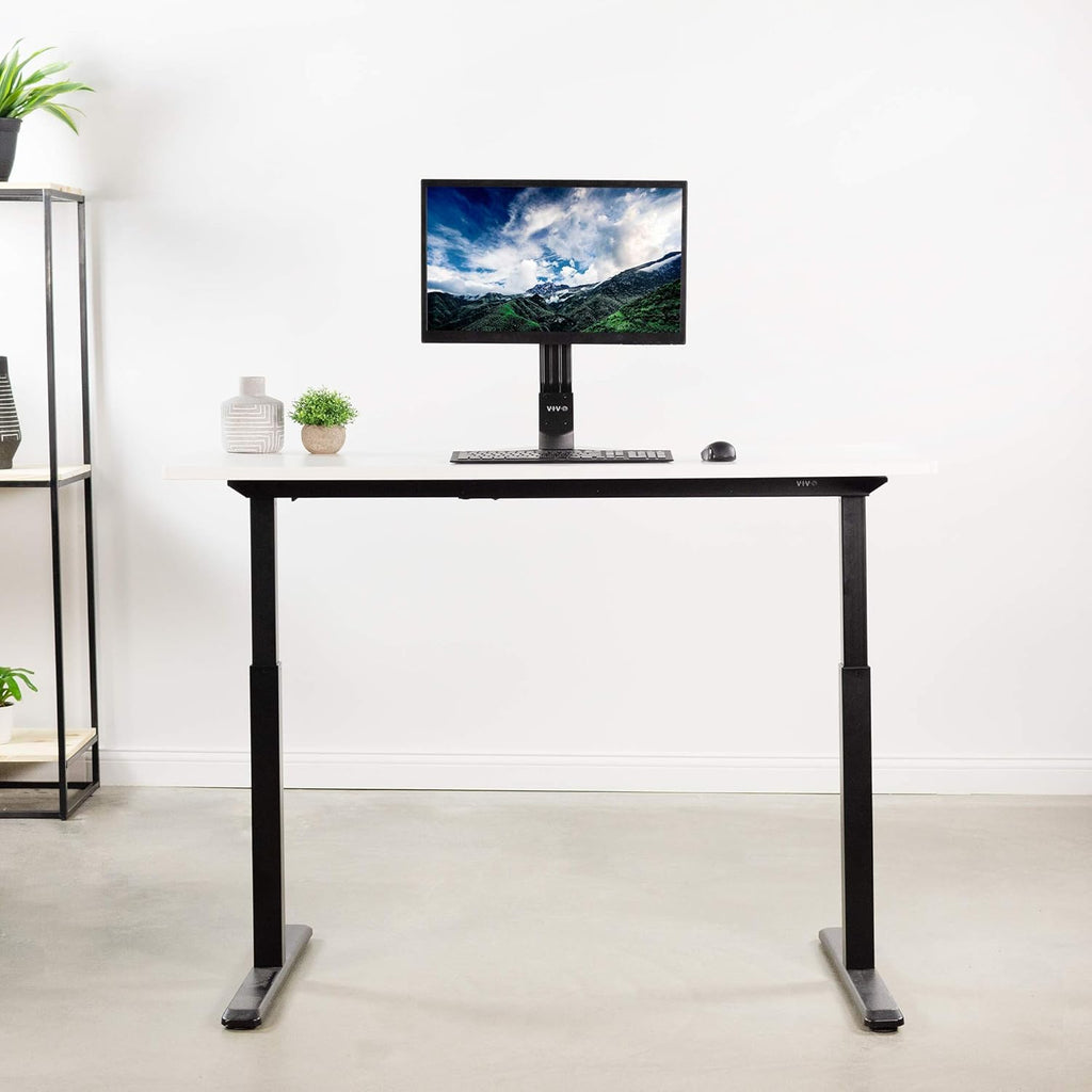 VIVO White 60 x 24 inch Universal Solid One-Piece Table Top for Standard and Sit to Stand Height Adjustable Home and Office Desk Frames, DESK-TOP60W