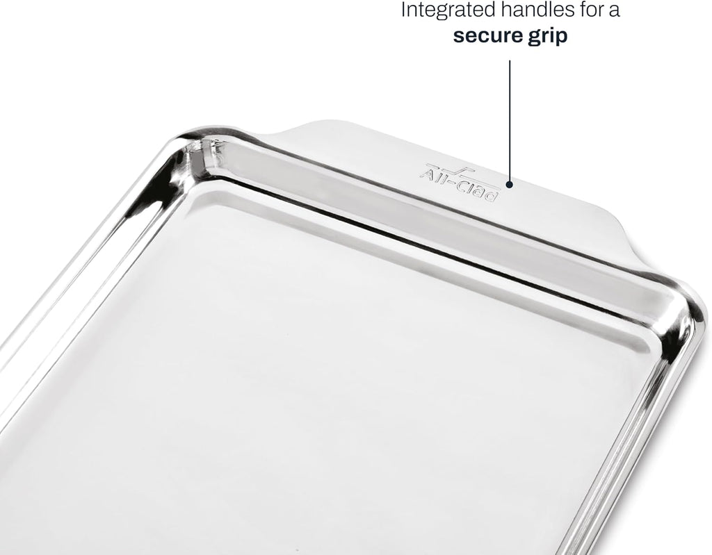 All-Clad Stainless Steel Baking Half Sheet Pan 11.5" x 17" - Tri-ply Bonded for Consistent Baking- (Roast, Bake Cookies, Brownies and More) Professional Stainless Steel Bakeware