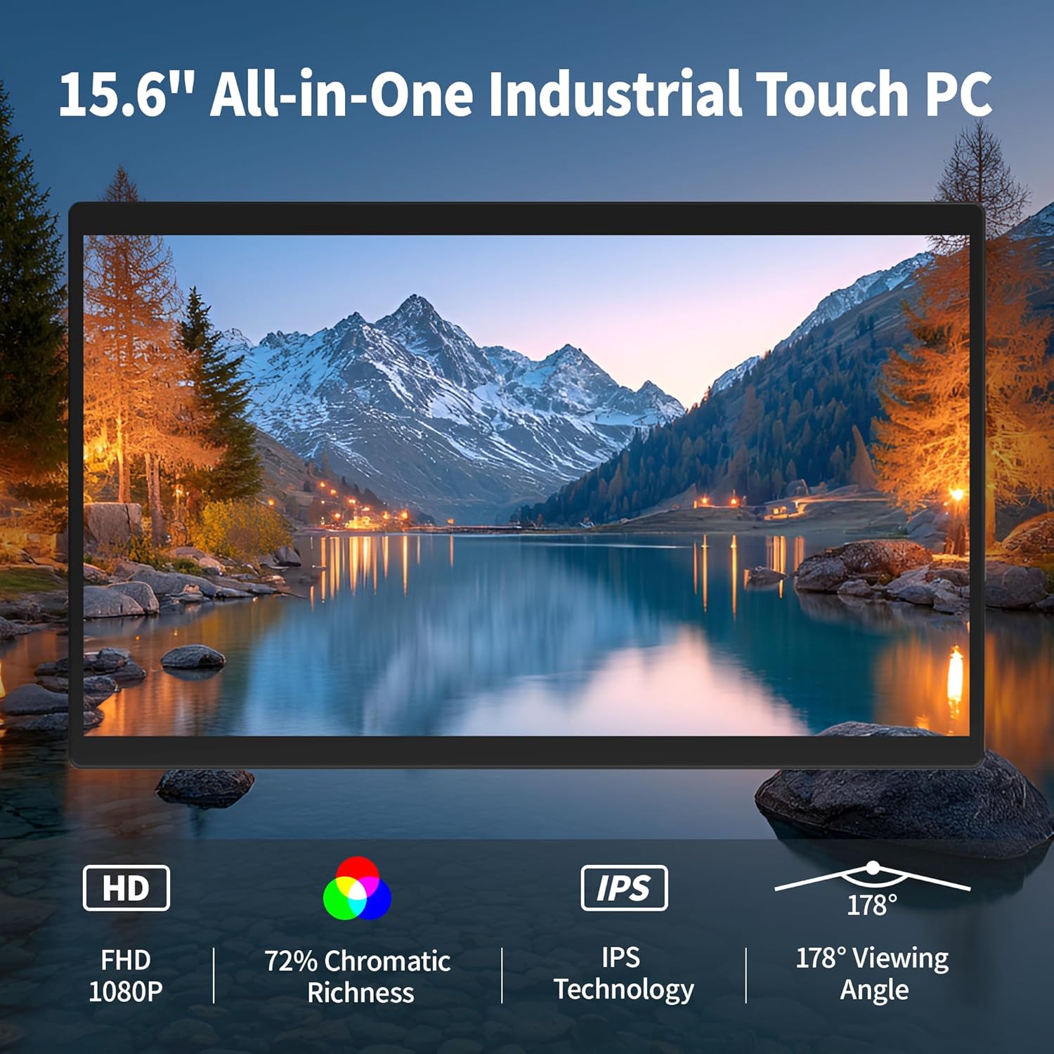 15.6" All-in-One Panel PC Industrial Computers, Android 12 Fanless Tablet RK3399 4GB RAM/64GB ROM, Embedded Touchscreen Computer HDMI 2.0 WiFi 5 Bluetooth 4.2 for Office/Automation/Kiosk/Bar/Warehouse