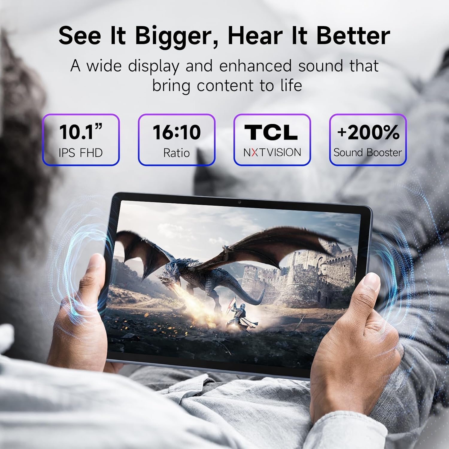 TCL TAB 10 Gen 4 Android Tablet, 10.1” FHD IPS Display, Octa-Core CPU, 12GB RAM (4GB+8GB), 128GB Storage, 6000mAh Battery, Android 15, Wi-Fi, Metal Body, Tablet for Students, Young Adults & Families