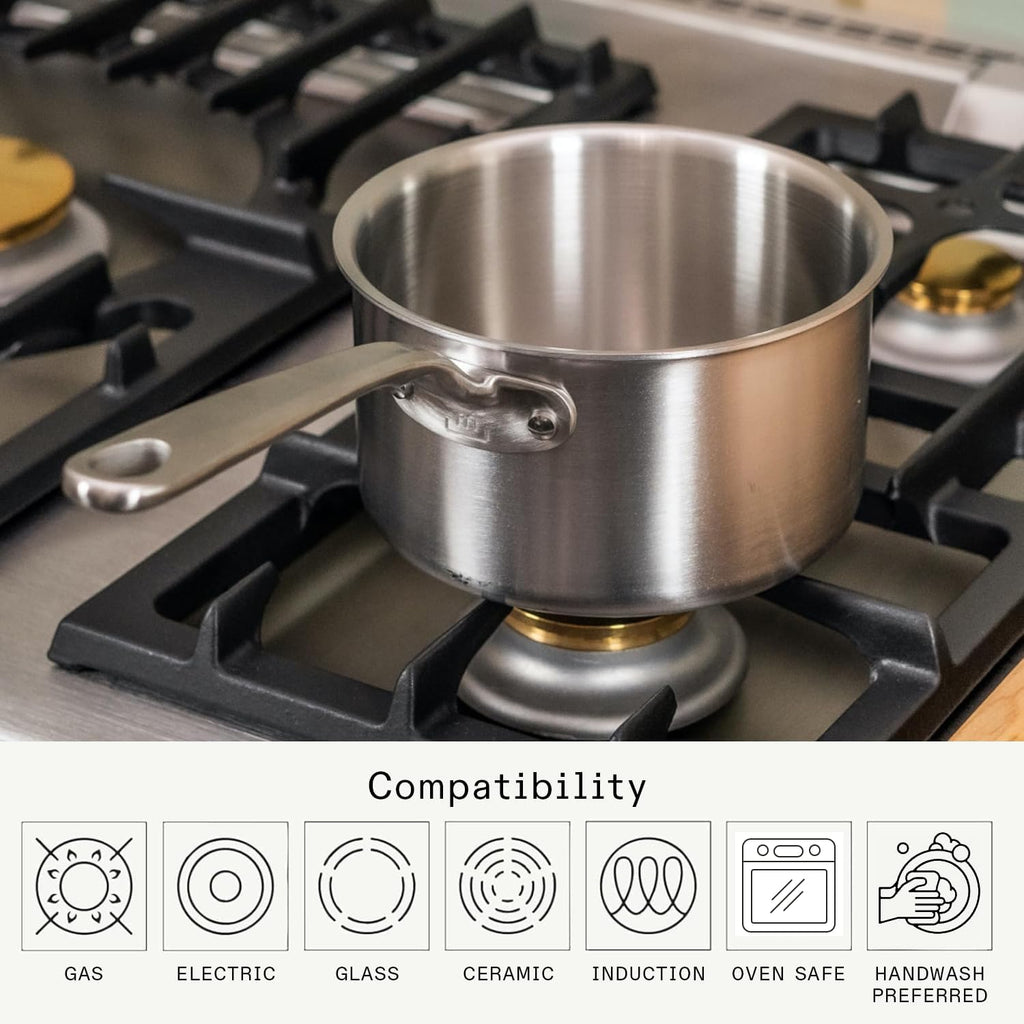 Made In Cookware | 4 Quart Stainless Steel Saucepan with Lid | 5 Ply Stainless Clad Sauce Pan | Professional Cookware | Crafted in Italy | Induction Compatible