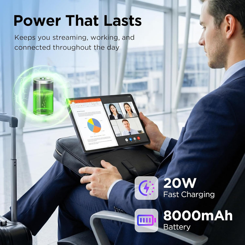 TCL TAB A1 Plus Android Tablet, 12.2” 2.4K 120Hz Display, 16GB RAM (6GB+10GB), 128GB Storage, AI Tools, 8000mAh Battery, Android 16, Quad Speakers, Tablet for Work, Study & Entertainment
