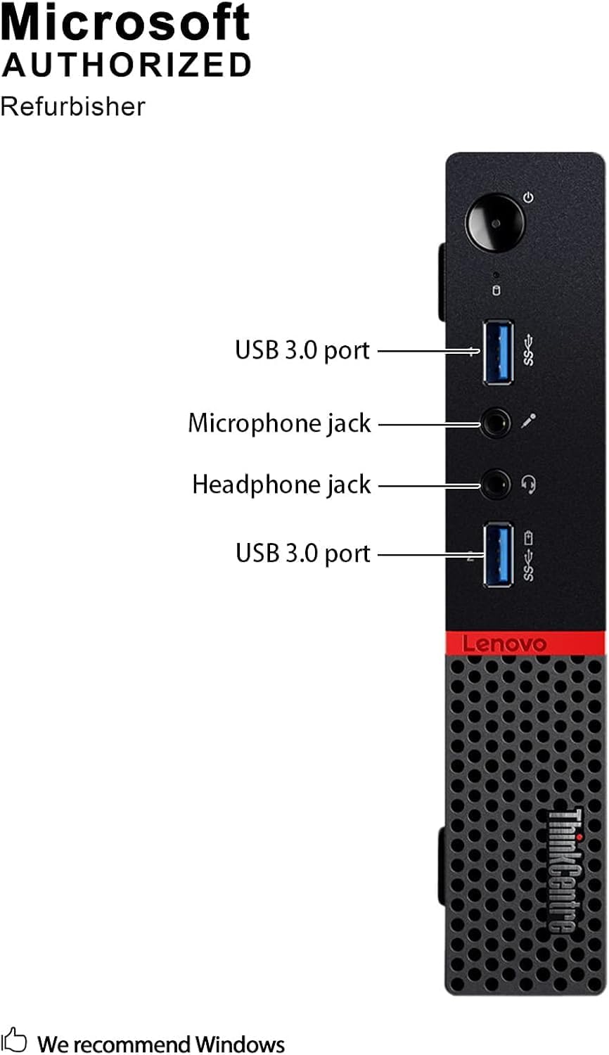Lenovo ThinkCentre M900 Tiny Desktop Computer Micro PC, Intel Core i5-6500T Up to 3.1 GHz, 16GB RAM, 256GB SSD, USB 3.0, DisplayPort, WiFi, BT Windows 11 Pro (Renewed)