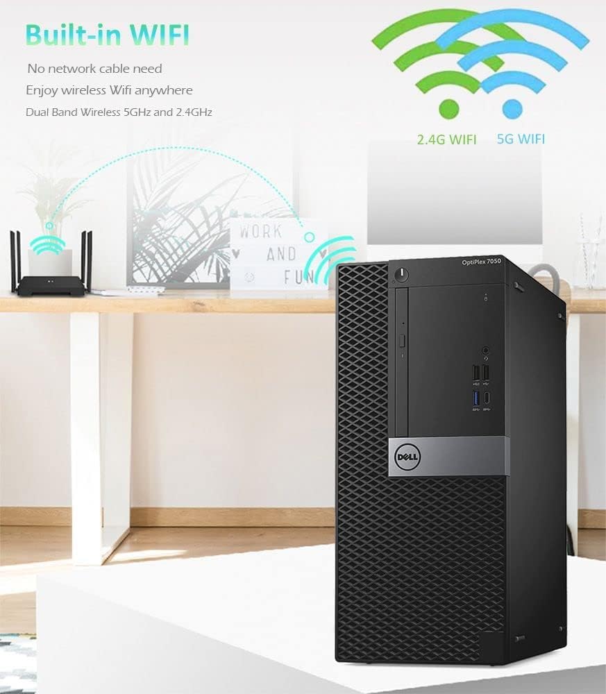 Dell 7050 Mini Tower Desktop Intel i7-7700 UP to 4.20GHz 32GB DDR4 New 1TB NVMe SSD + 2TB HDD USB Wi-Fi BT Wireless Keyboard and Mouse Win 11 Pro (Renewed)