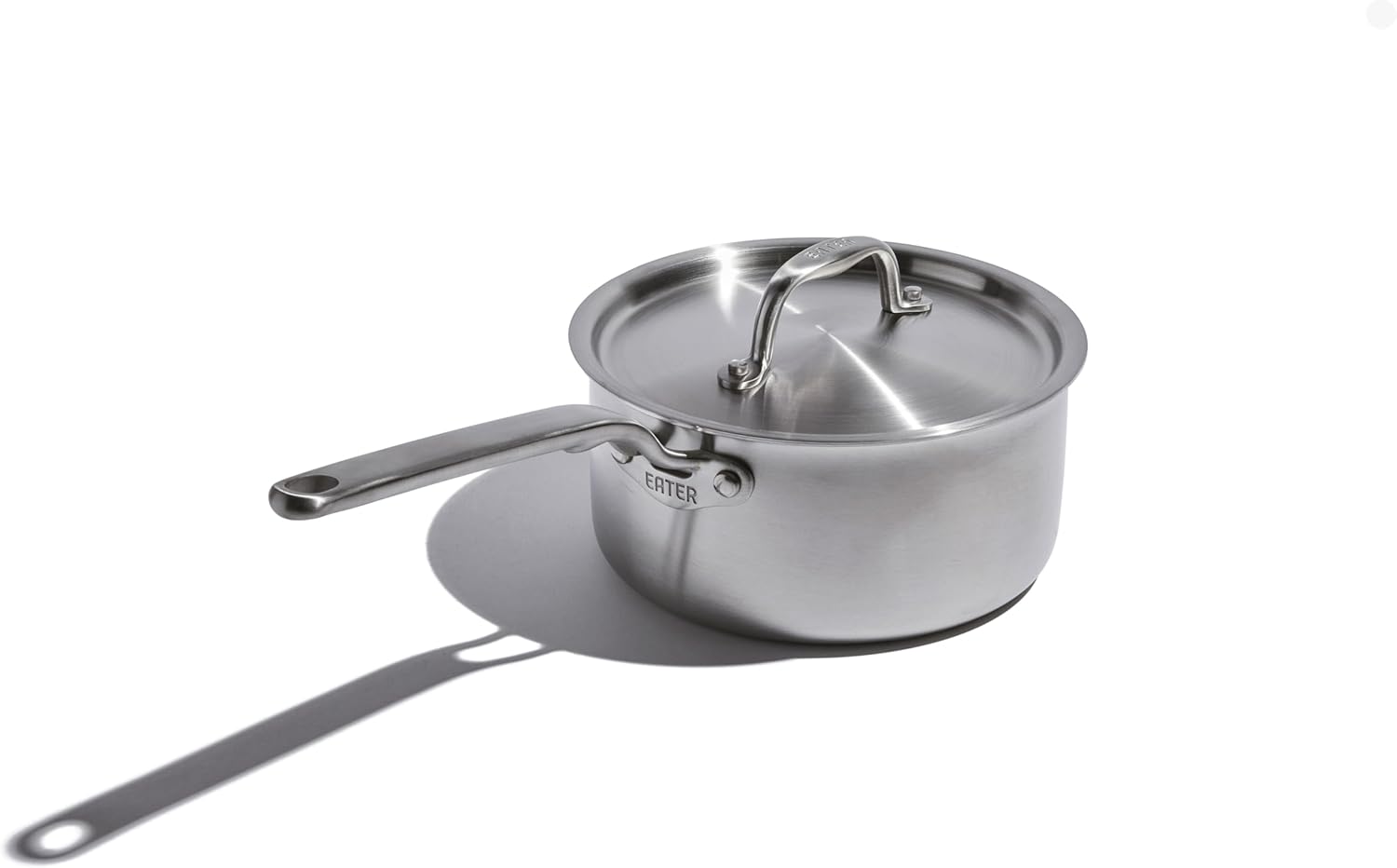 Heritage Steel x Eater 3 Qt Saucepan with Lid | Made in USA | 5-Ply Fully Clad Stainless Steel Saucepan | Stay Cool Handle Design | Induction Compatible | Non-Toxic Sauce Pan | Cook like an Eater