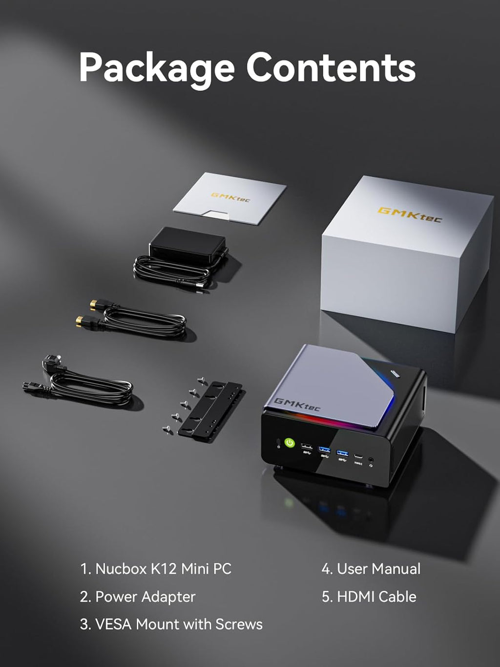 GMKtec Gaming Mini PC, K12 AMD Ryzen 7 H 255 (Upgraded 8745HS) 32GB DDR5 RAM 2TB SSD, Desktop Computer 3X M.2 2280 Expansion, Oculink, Dual NIC 2.5G, HDMI 2.1, USB4