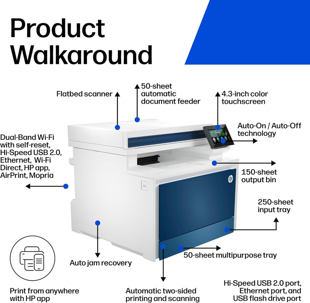 HP Color LaserJet Pro MFP 4301fdw Wireless All-in-One Color Laser Printer, Scanner, Copier, Fax, Best-for-Office