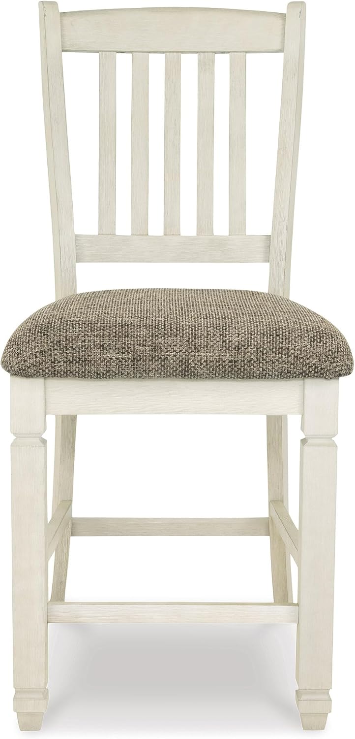 Signature Design by Ashley Bolanburg 24" Counter Height Farmhouse Barstool, 2 Count, Antique White