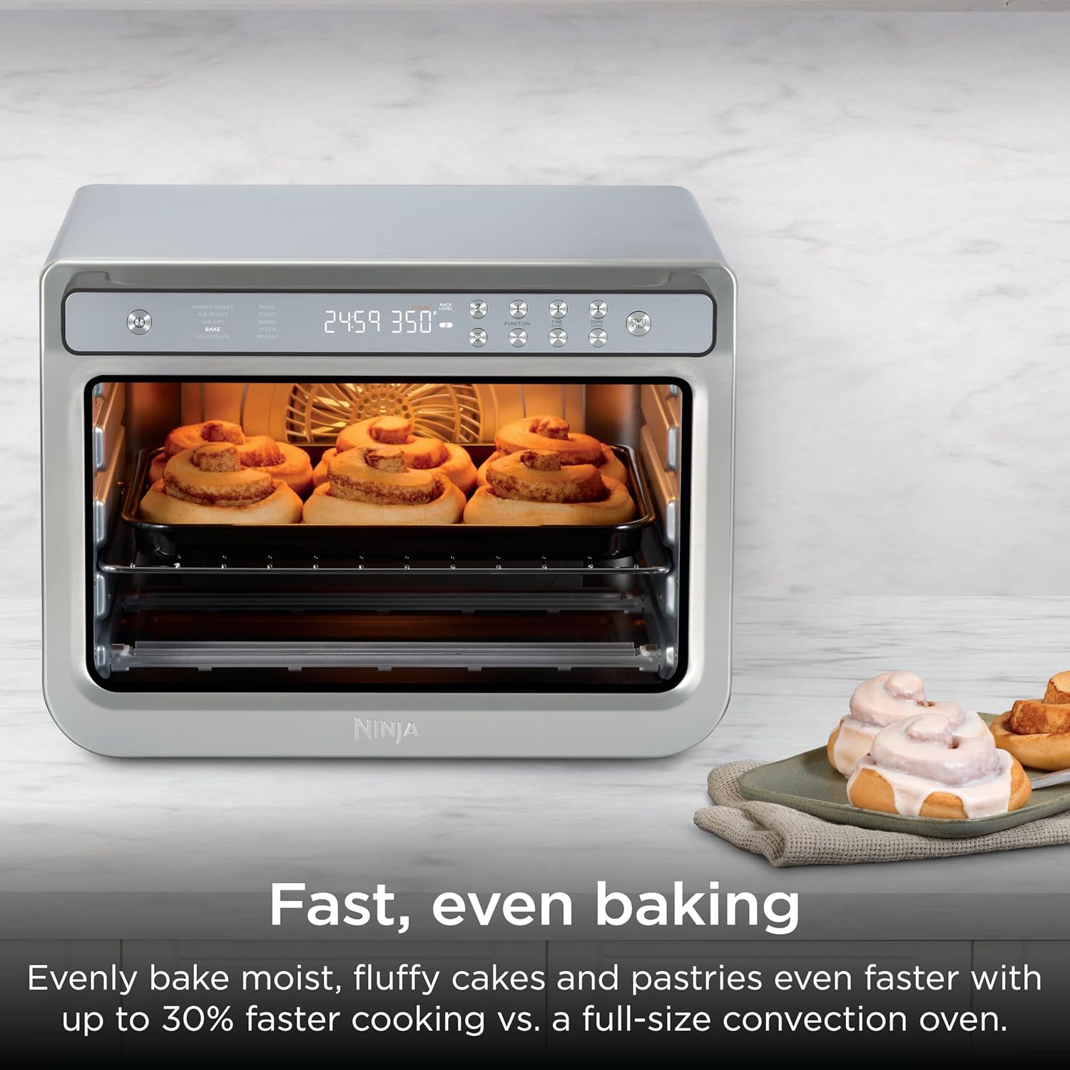 Ninja Air Fryer & Toaster Oven Combo | 10-in-1 Prestige Smart XL Countertop Oven | Bake up to 20 Cookies, Fit up to a 12lb Turkey | Pizza, Toast, Bake, Dehydrate | 1800 Watt | Stainless Steel | DT501
