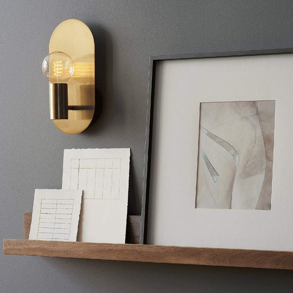 Modern Wall Sconce Set of 2, Mid Century Sconces Wall Light, Brushed Gold Wall Lighting Fixtures, Oval Stylish Wall Mount Lamp Decor for Bathroom Mirror Vanity, Living Room, Bedroom, Hallway