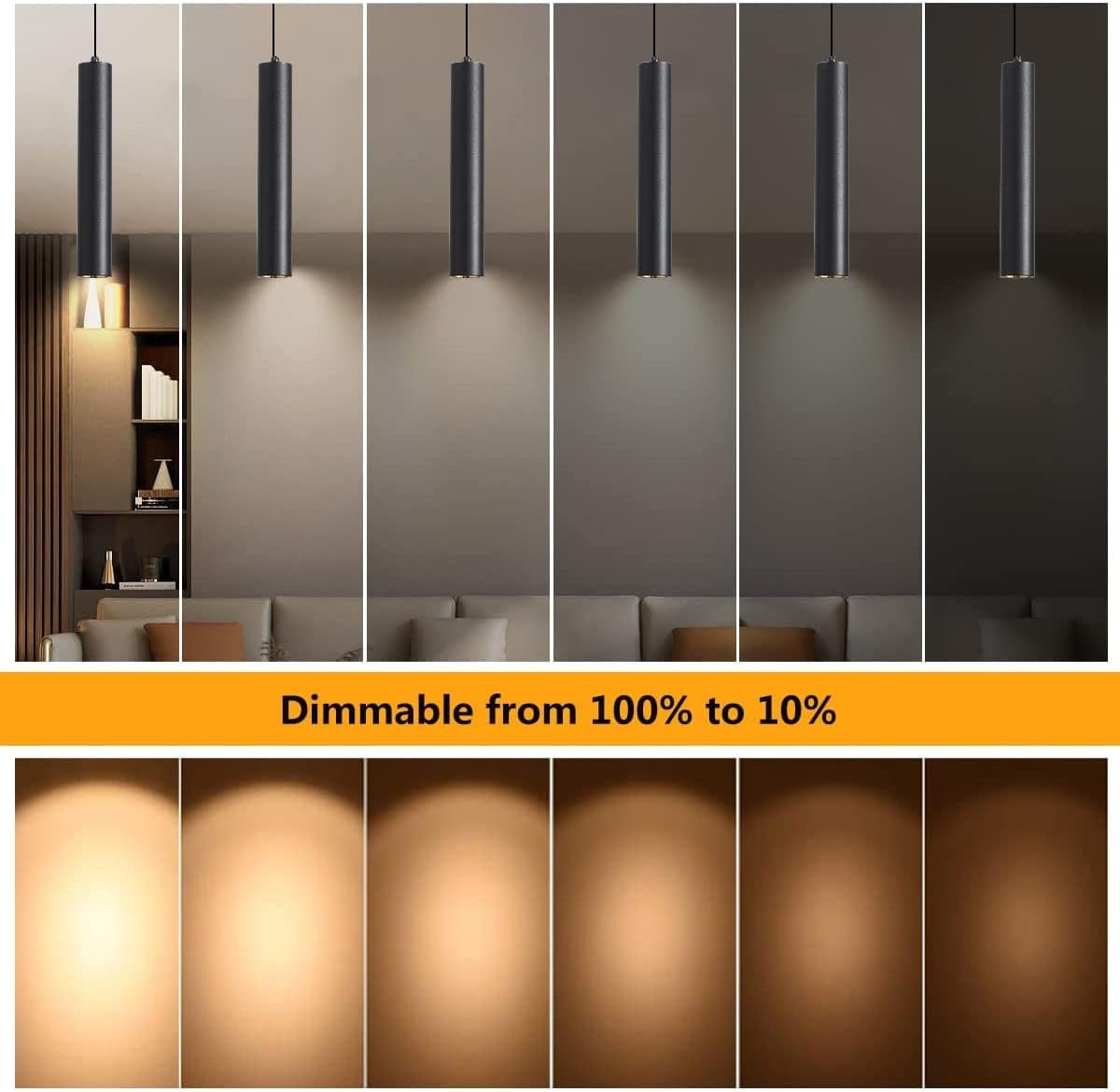 Modern Led Pendant Lights 3 Pack  . Island Pendant Lighting for Kitchen, Dining Room, Bar Shop, 9w,4000k,CRI90, Beam Angle 24° (Black Housing 4000K Color)……
