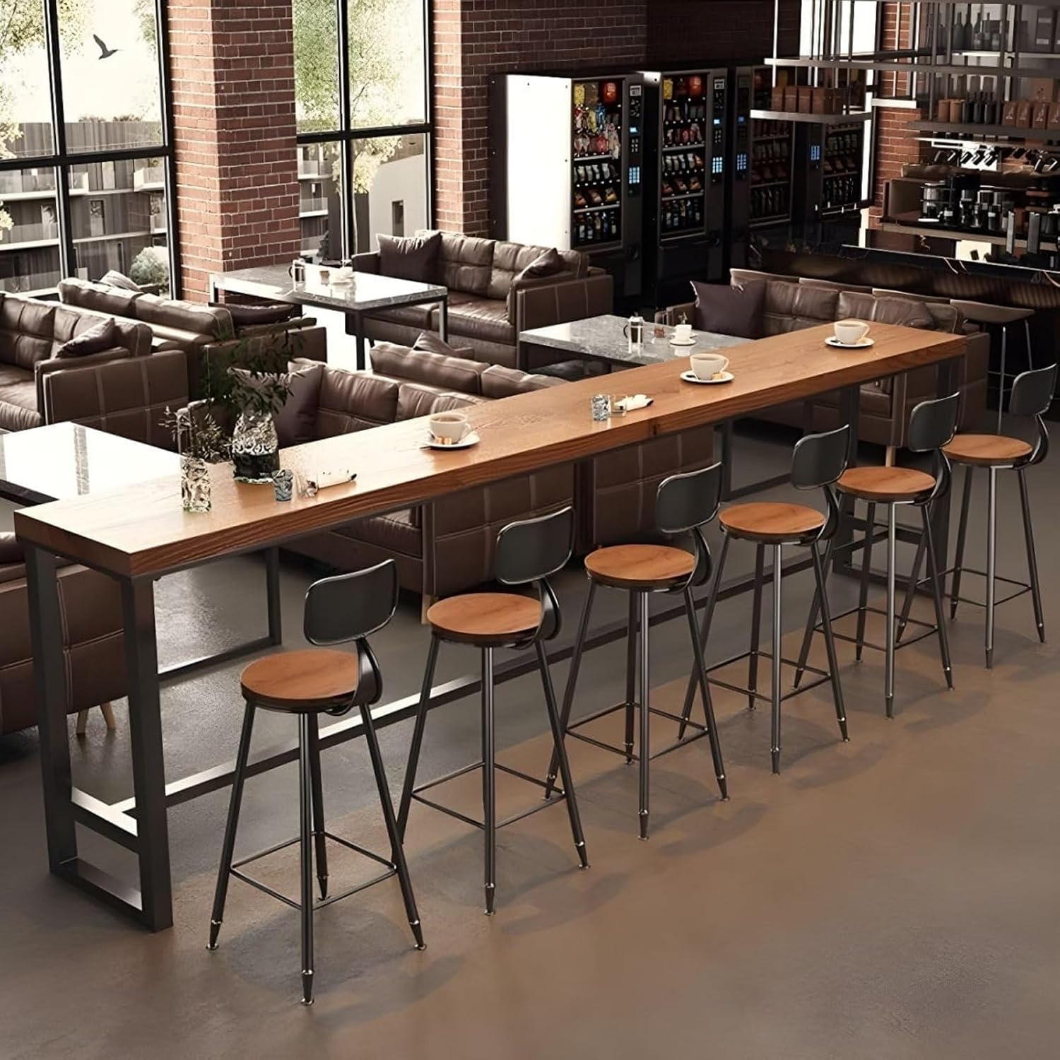 Farmhouse 70.9“ Modern Solid Wood Bar Table - Industrial Dining Room Bar Table, Rectangle Counter Height Dining Table Long Table for Kitchen Coffee Shop,No Stool