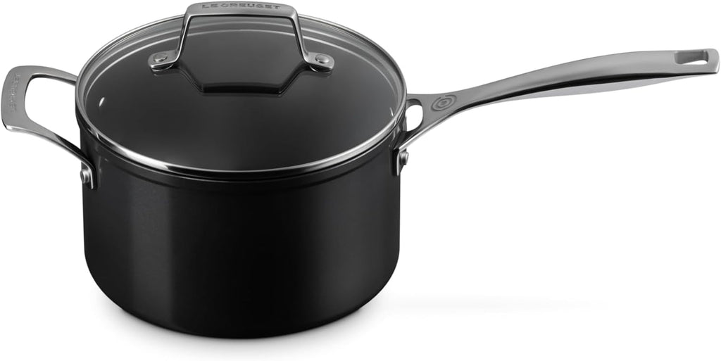 Le Creuset Essential Non-stick Ceramic Saucepan with Glass Lid, 4 qt.