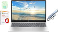 HP 15.6" Business Laptop Computer with 1-Year Microsoft Office 365 with AI Copilot, 16GB RAM 128GB SSD, Quad-Cores Intel Processor, Windows 11, PLUSERA Earphones & 8-in-1 Hub Included, Silver