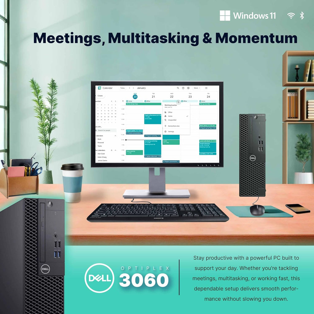 Dell OptiPlex 3060 Desktop PC | Intel Core i5 8th Gen Hexa Core | 16GB RAM | 1TB SSD | Windows 11 Pro | 24" LCD Monitor | WiFi + Bluetooth | RGB Speaker | (Renewed)