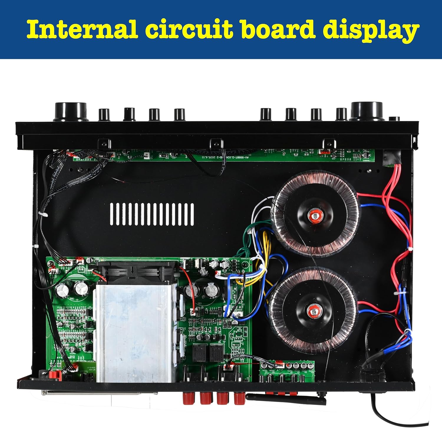 7 Channel Stereo Amplifier for Home Audio, AV-999BT Bluetooth 5.4 Audio Amplifier, Home Stereo Receiver with BT/CD/DVD/AUX/USB/SD/FM/Opt/COA/MIC, High Peak 1000W, Dual Transformers Design