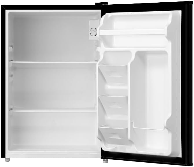 Emerson CR2700B-A Compact Refrigerator 2.7 Cu Ft, ENERGY STAR Mini Fridge with Adjustable Thermostat, Reversible Door, Glass Shelves, Manual Defrost, Black