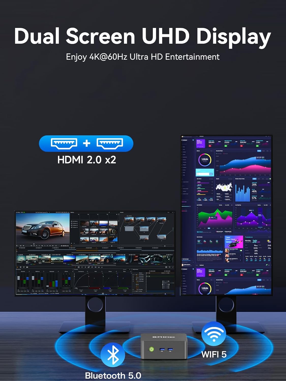 GMKtec Mini PC Computers Intel N95 Processor (Turbo 3.4GHz) 8GB DDR4 256GB SSD Desktop Computer 4K Dual HDMI Display/3x USB3.2/WiFi 5 BT5.0/RJ45 Ethernet Nucbox G3S