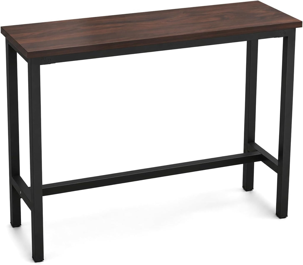 Long Bar Table - 41" Counter Height Narrow Bar Table with Solid Wood Top, Bar Height Table with Metal Frame, Space-Saving Pub Table for Kitchen, Living Room, Behind Couch, Coffee Shop Walnut