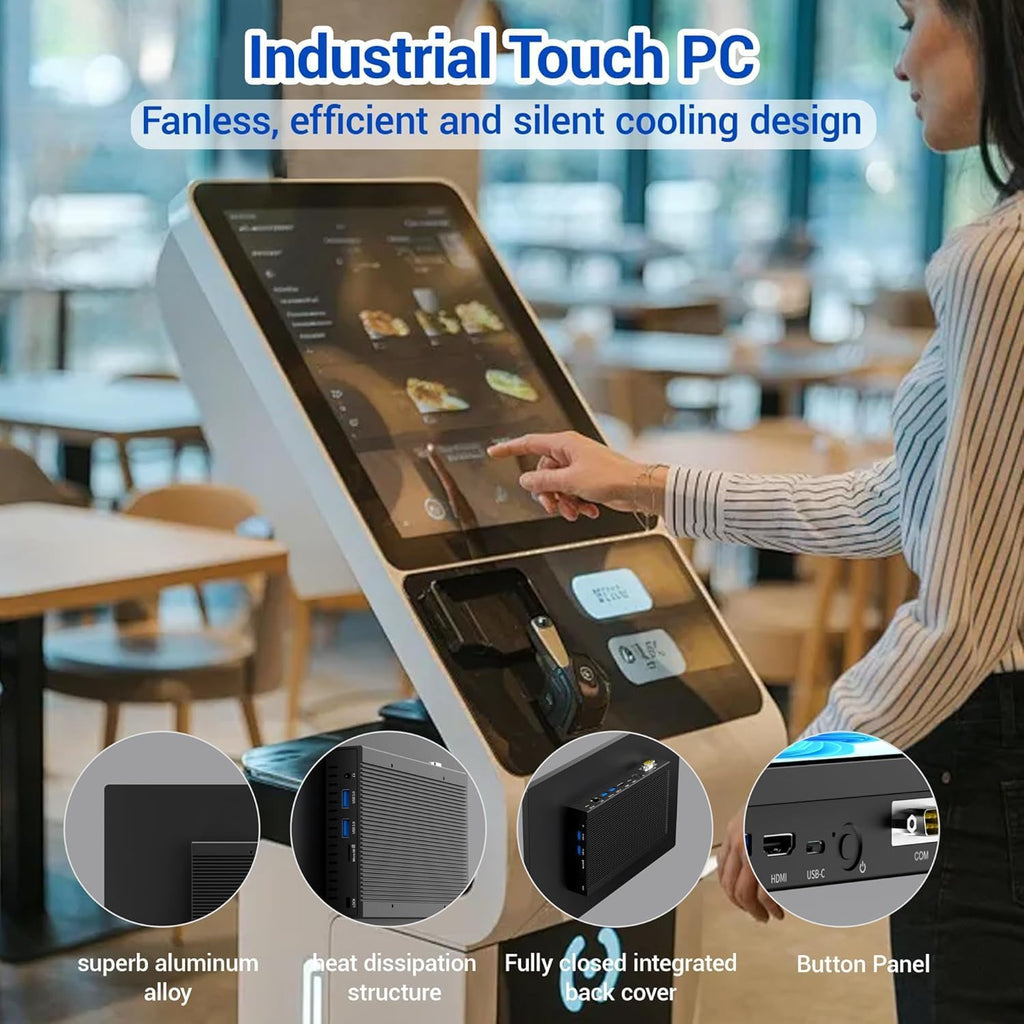 HIGOLEPC 15.6" Industrial All-in-One Tablet Panel PC, Win 11 Pro Computer with Celeron N5095 8GB RAM 128GB ROM, 1920 * 1080 IPS Touchscreen, 4X USB 3.0, RS232, LAN, HDMI, Type-C