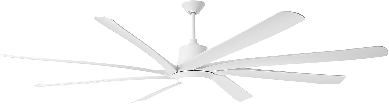 100 Inch Ceiling Fans with Lights and Remote, Large Industrial Ceiling Fan with High Airflow DC Motor, 8 ABS Blades Reversible Quiet Commencial Fan for Shop, Garage, Living Room, Warehouse, White
