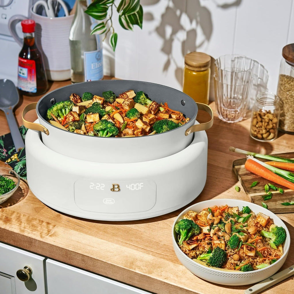 IT'S BRAZILIAN Beautiful 10 in 1, 6 Qt Electric Multi-Cooker, White Icing by Drew Barrymore