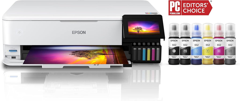 Epson EcoTank Photo ET-8550 Wireless Wide-Format Color All-in-One Supertank Printer - Scanner, Copier - Ethernet - 4.3-inch Color Touchscreen