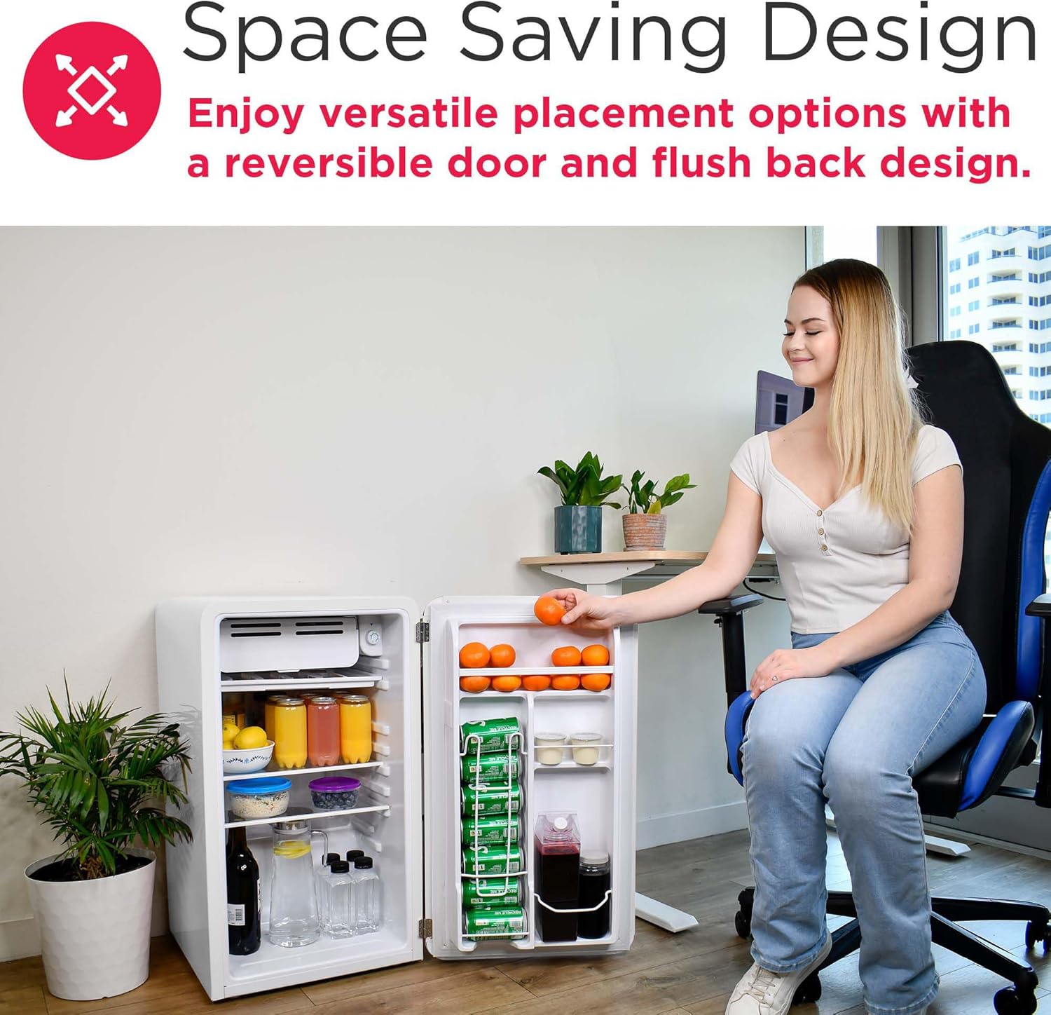 Frigidaire Retro Compact Refrigerator with Chiller, 3.2 cu ft Countertop Fridge, Built-In Bottle Opener, Rounded Corners, Premium, for Office, Bedroom, Dorm Room, Cabin, 18.5D x 20W x 31.5H (White)