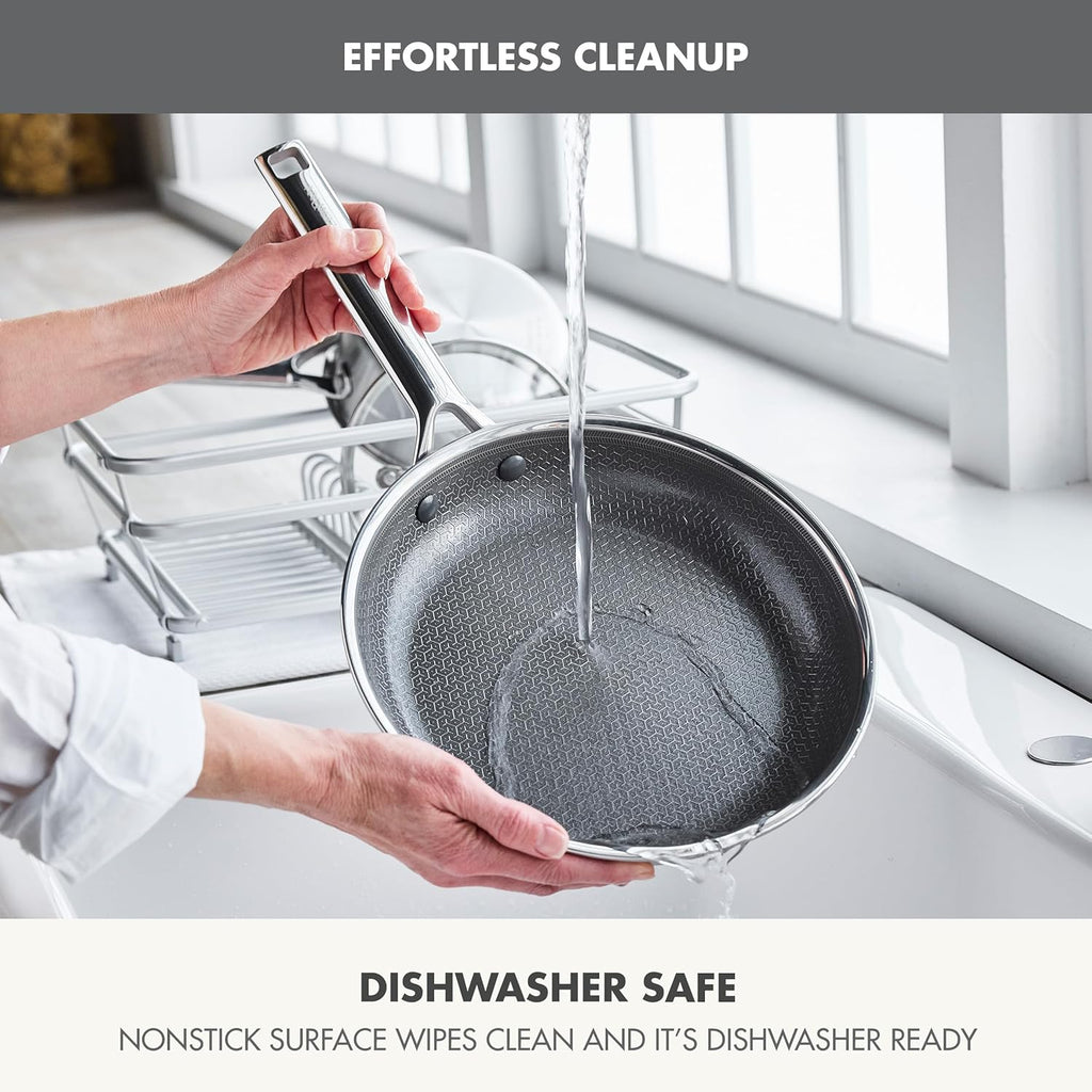 GreenPan Hybrid 9.5” & 11” Nonstick Stainless Steel Frying Pan Set, APEX Tri-Ply Thermobond PFAS-Free Ceramic Skillets, Induction & All Cooktop Compatible, Oven Temp to 850°F, Dishwasher Safe, Silver