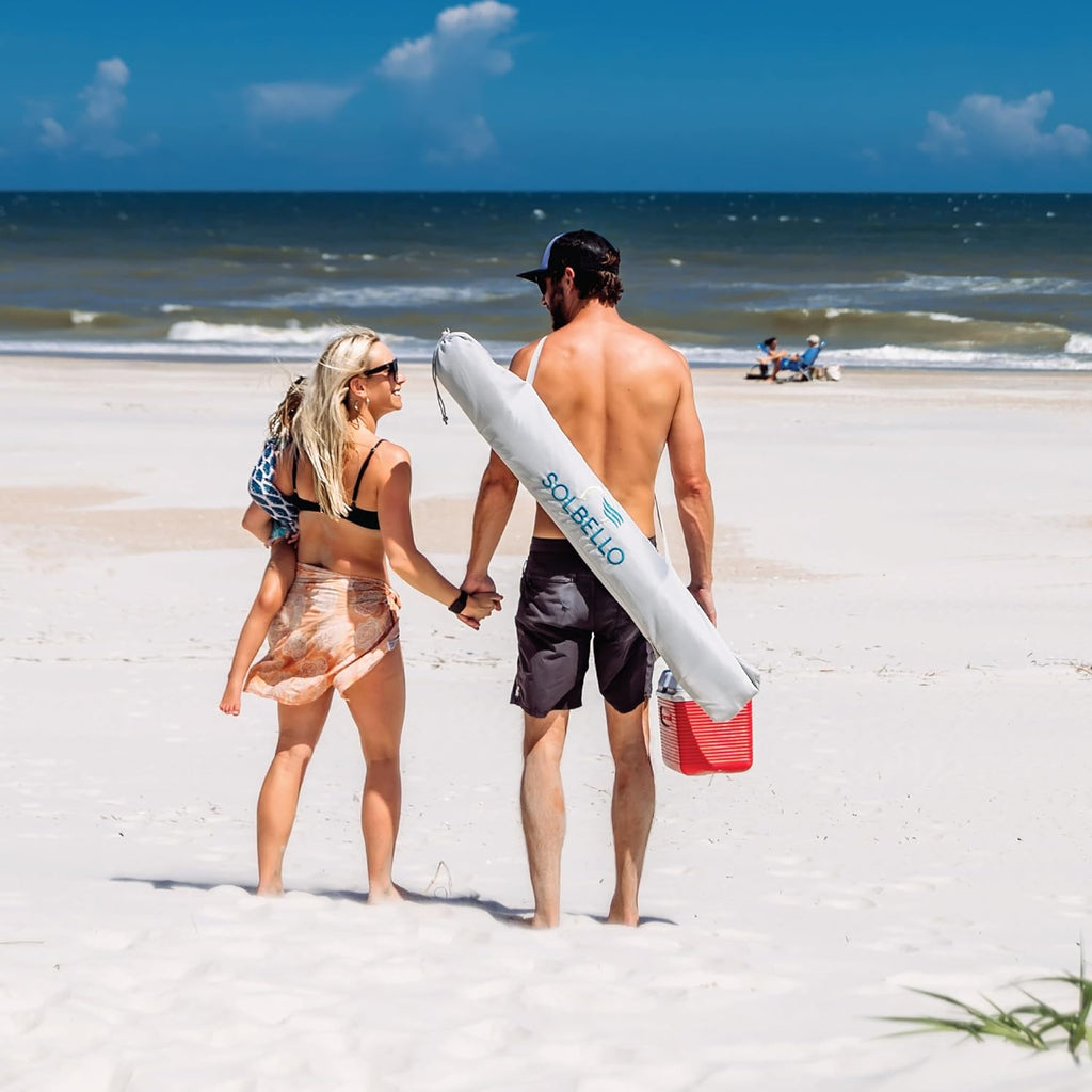 Solbello Shade - The Ultimate Wind-Driven Beach Umbrella, Effortless to Set Up, Lightweight, Won't Blow down the Beach, UPF 50+ Sun Protection