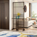 Floor to Ceiling Room Divider, Privacy Screen Room partition Post with Storage Space, Solid Wood, for Teahouse Coffee Shop Hotel Studio(Walnut,72x28.3in)