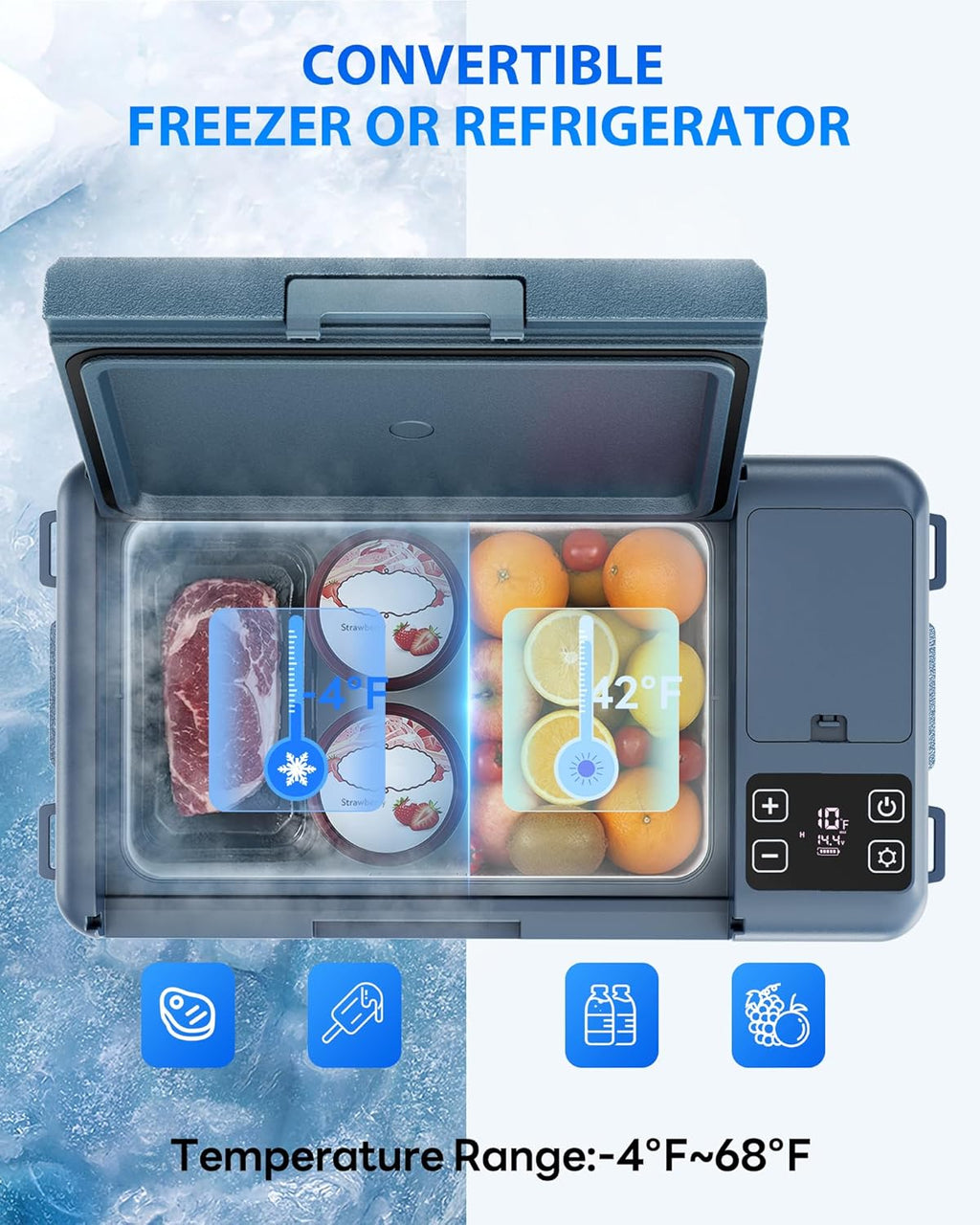 Aeitto 12 Volt Car Refrigerator 30Quart Car Fridge Freezer Electric Cooler Portable Cooler 12V Fridge RV Refrigerator -4℉-68℉ Temp Control 12/24V DC & 100-240V AC for Travel, Camping, RV, Road