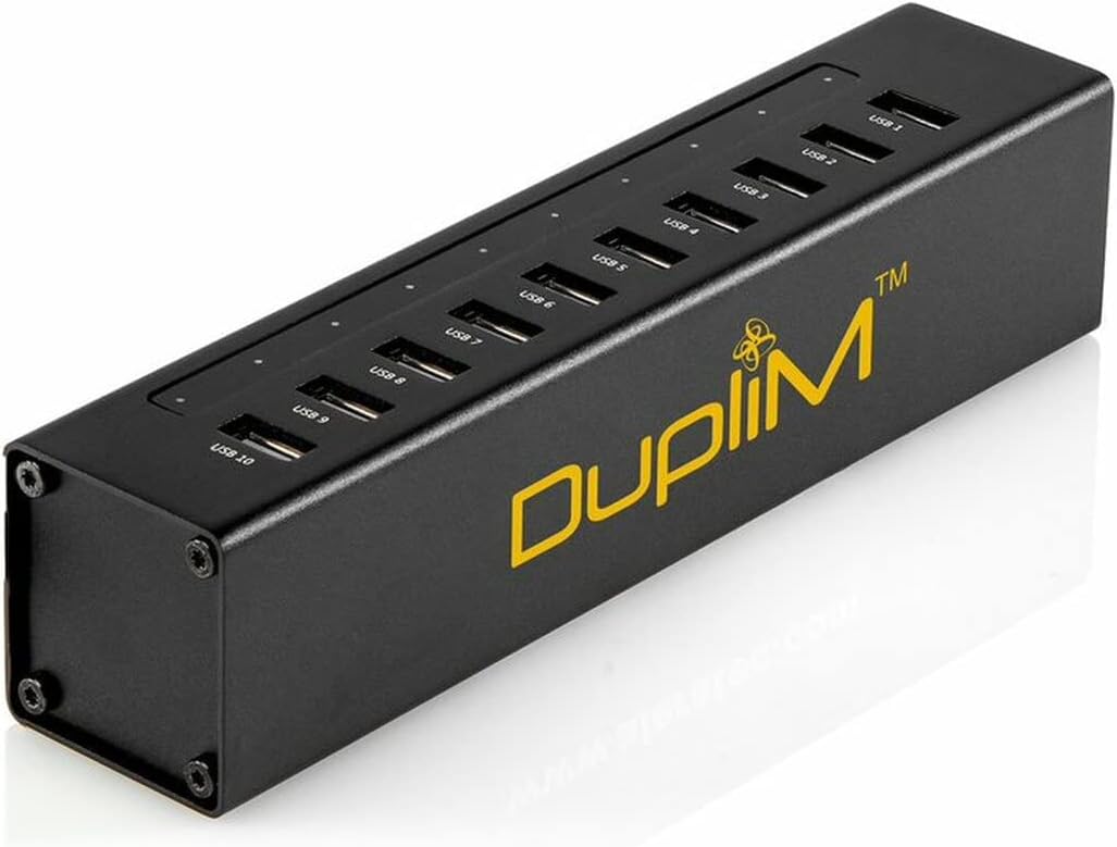 DupliM 1 to 10 Mini USB Flash Media Thumb Drive Duplicator Cloner Burner Computer Connected Compact Copier for MAC and PC
