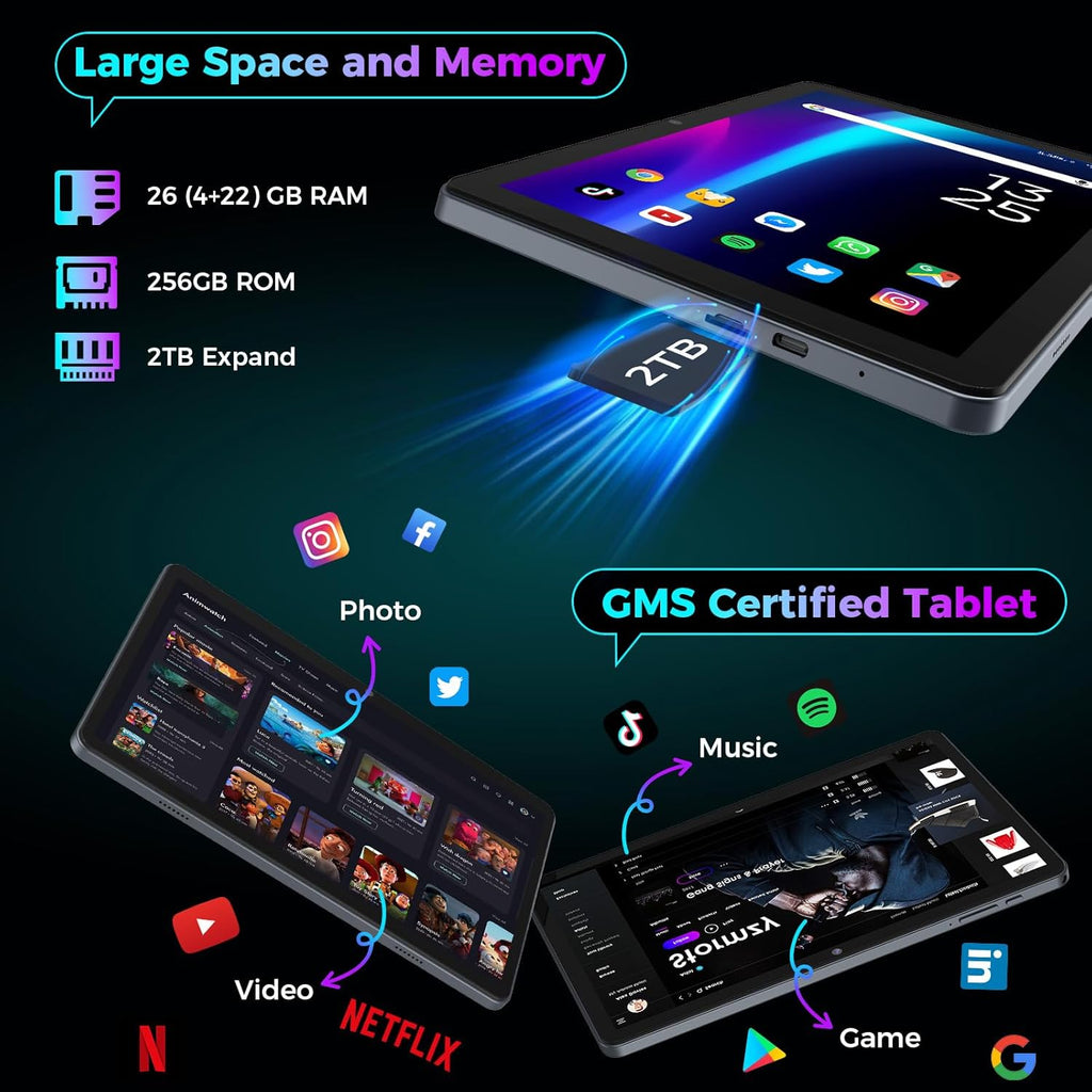 2026 Gemini AI Android 16 Tablet, 10 inch Tablet with Keyboard, 26GB+256GB (2TB Expand), 2-in-1 Tablets with 8-Core, 5G WiFi, 8000mAh, GMS, GPS, Electronic Tablets PC with Mouse, Case, Stylus (Silver)