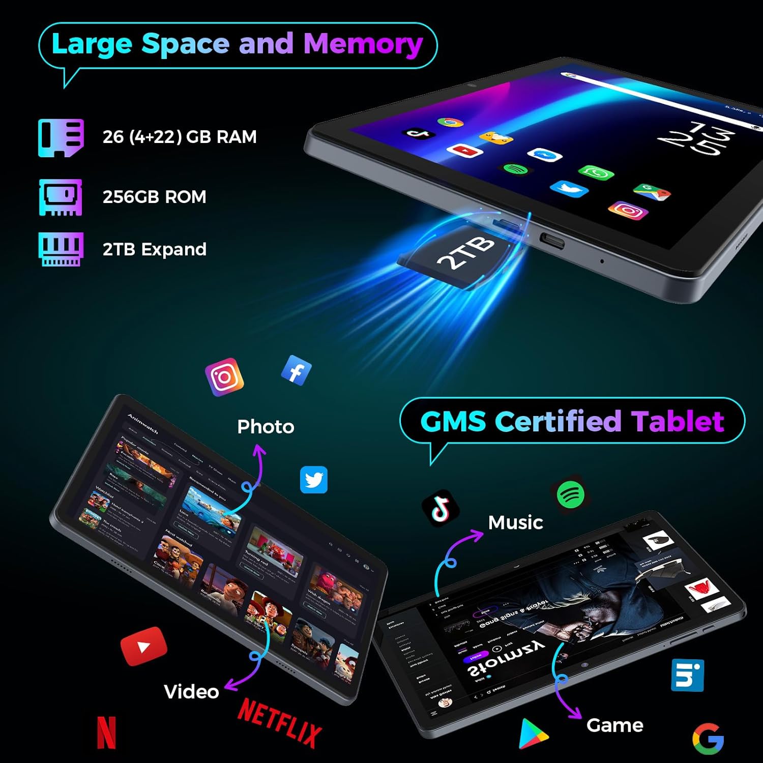 2026 Gemini AI Android 16 Tablet, 10 inch Tablet with Keyboard, 26GB+256GB (2TB Expand), 2-in-1 Tablets with 8-Core, 5G WiFi, 8000mAh, GMS, GPS, Electronic Tablets PC with Mouse, Case, Stylus (Silver)