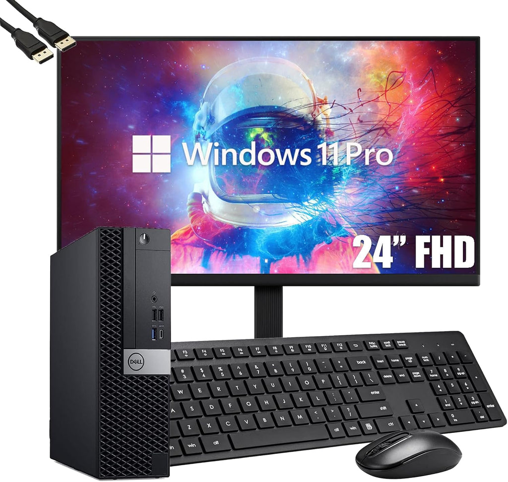 Dell OptiPlex 7050 SFF Desktop Computer PC with New 24" FHD Monitor, Intel Core i5-7500, 16 GB RAM, 512 GB SSD, Keyboard & Mouse, Windows 11 Pro (Renewed)